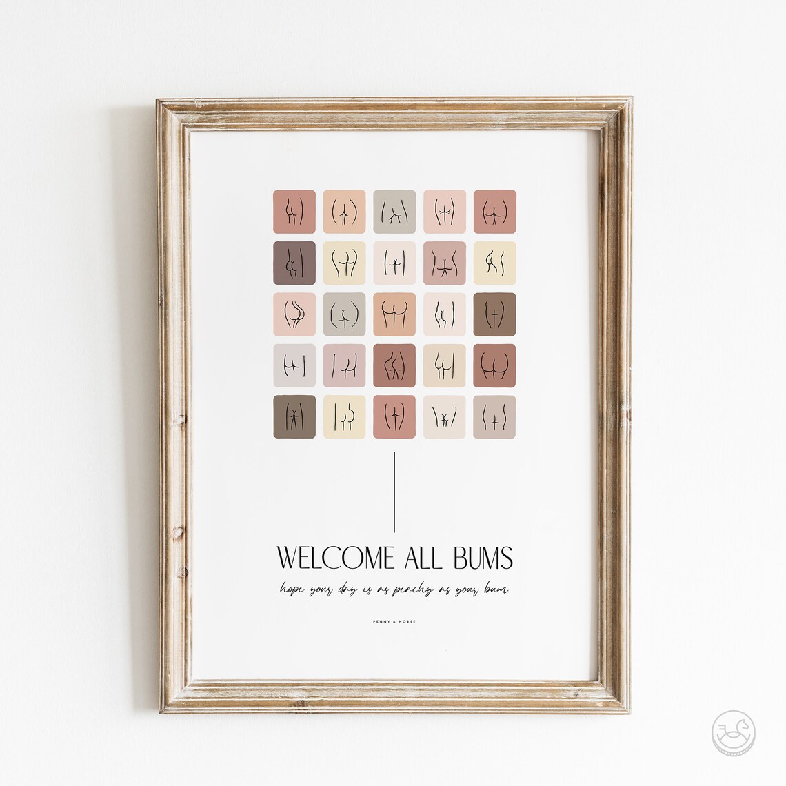 Welcome All Bums Funny Bathroom Art Peachy Butt Illustrations Wall Poster - Image 3