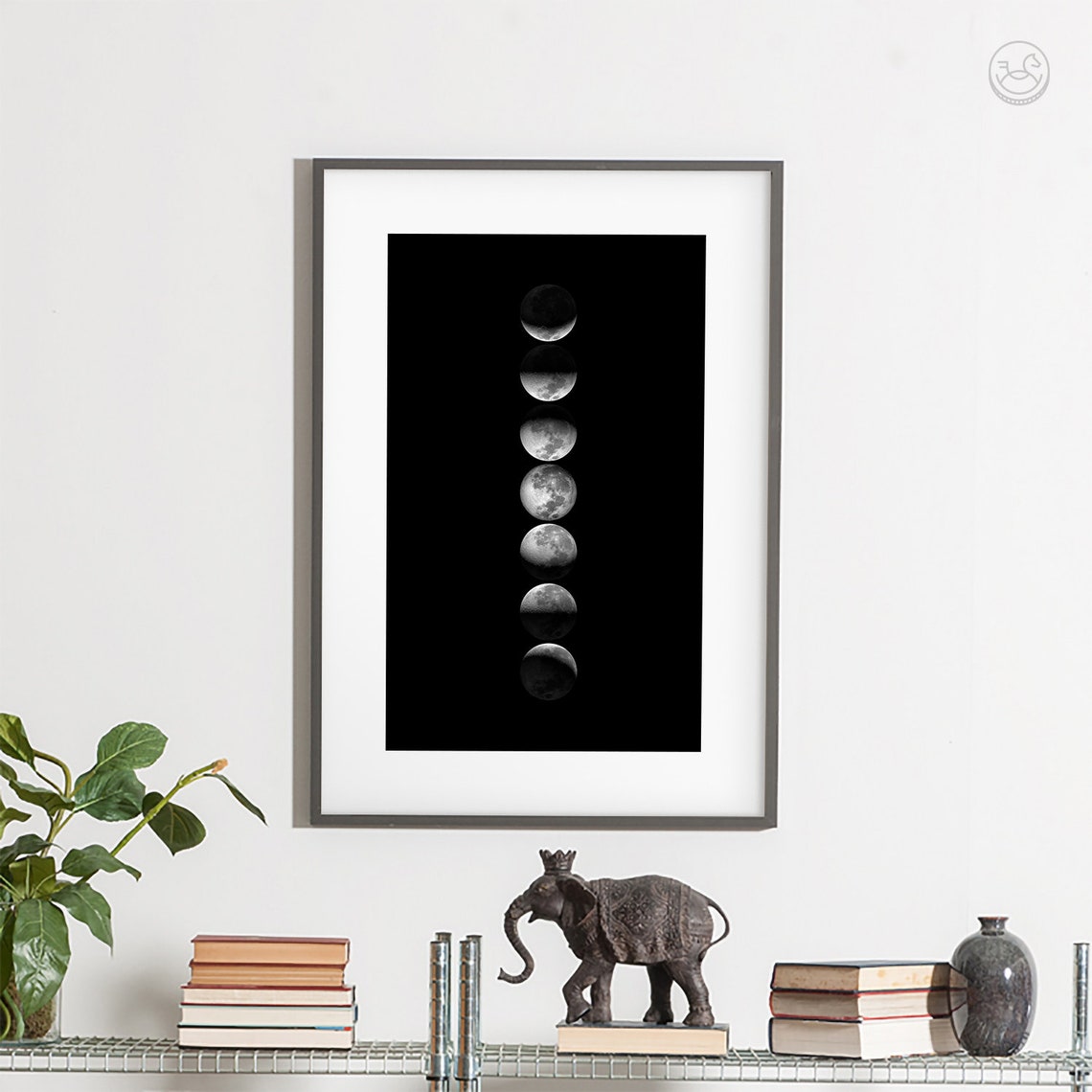 Lunar Phases Vertical Column Black Minimalist Celestial Moon Poster - Image 3