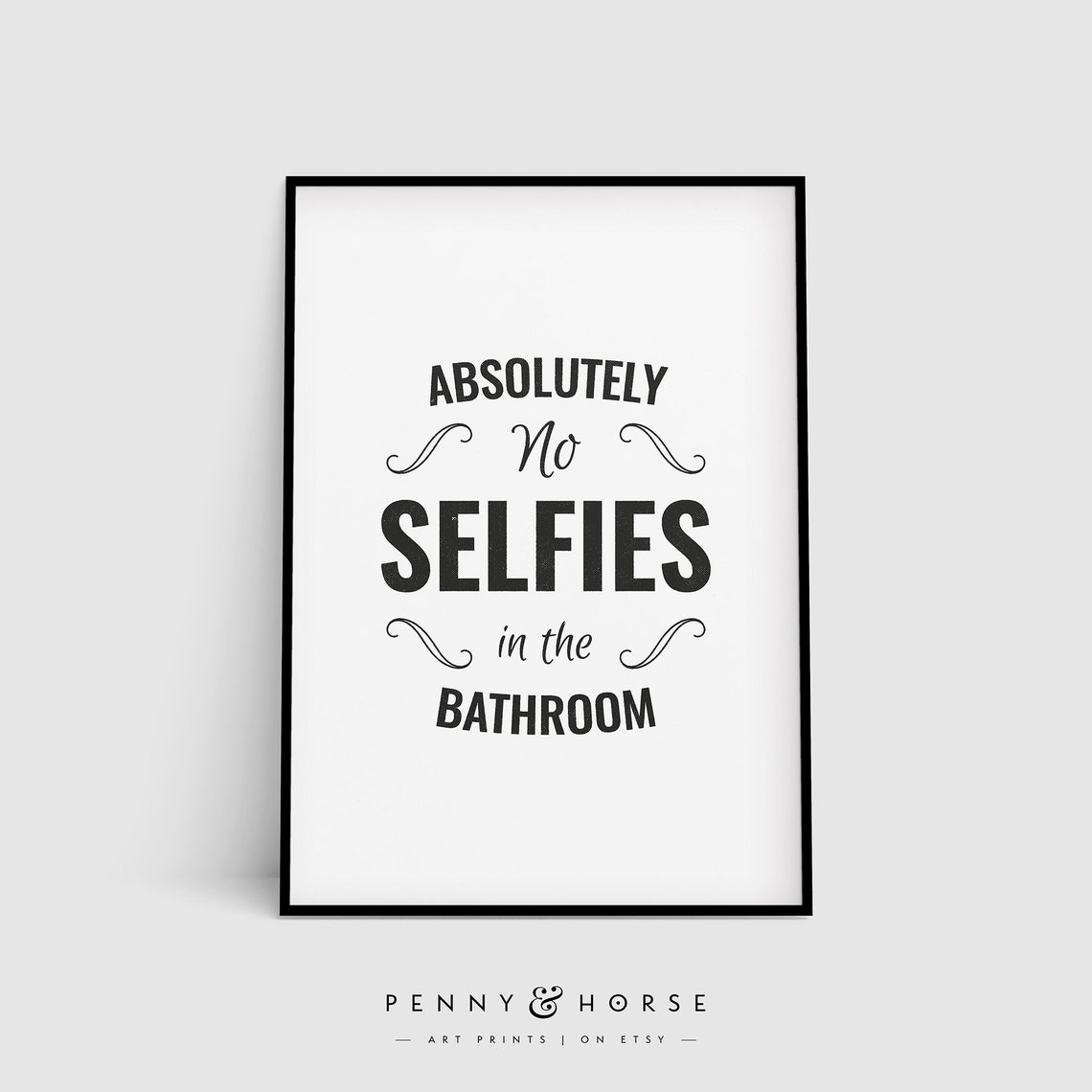 Absolutely No Selfies In The Bathroom Poster Funny Vintage Wall Decor