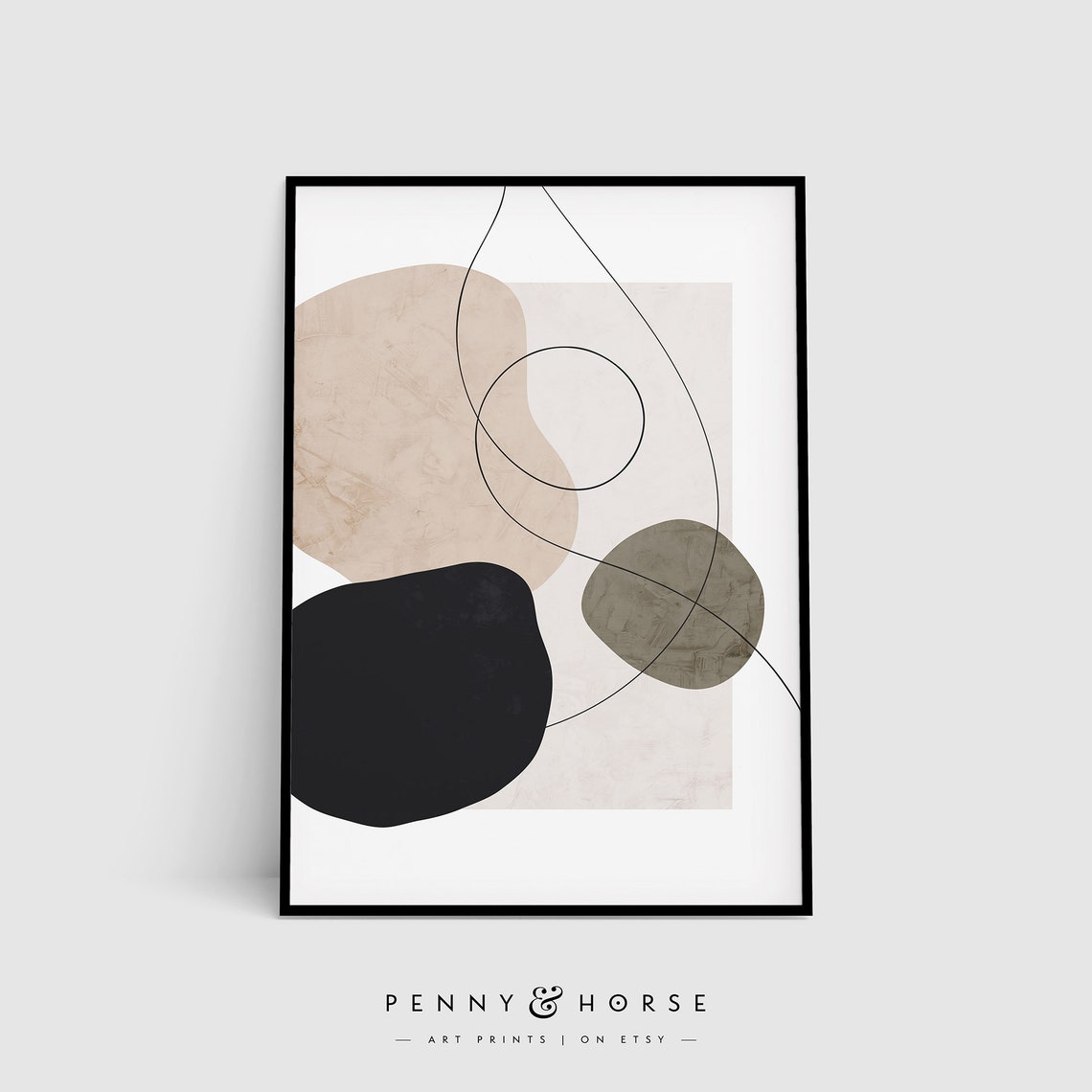 Boho Organic Shapes Abstract Neutral Beige Line Art Decor Poster