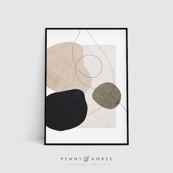Boho Organic Shapes Wall Art Neutral Scandi Print Muted Beige Home Decor Abstract Nordic Print Modern Art