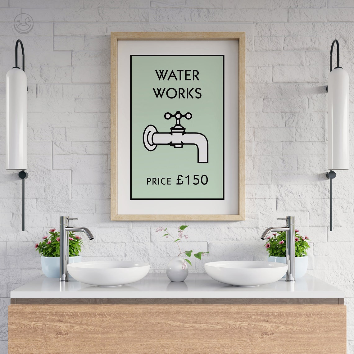 Water Works Monopoly Style Board Game UK Pound Bathroom Wall Art - Image 2