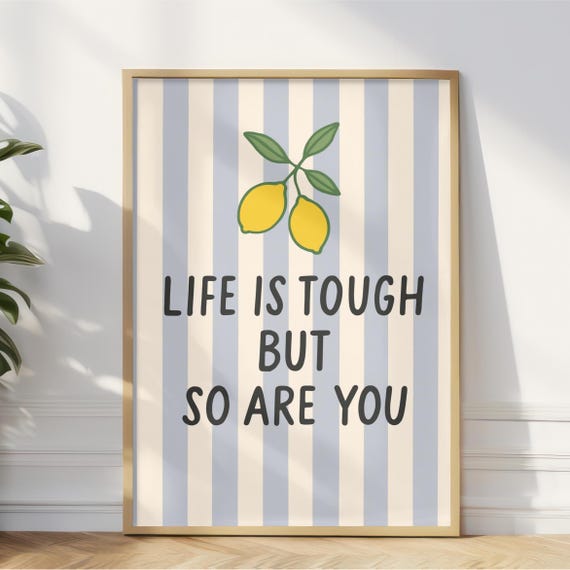Motivational Lemon Poster Uplifting Quote Wall Art
