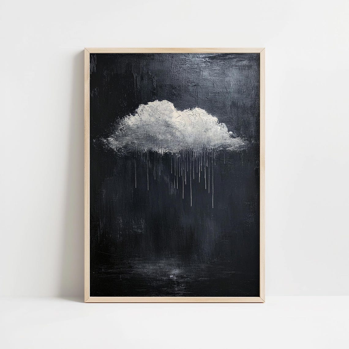 Lone Rain Cloud On Black Background Moody Minimalist Art Poster