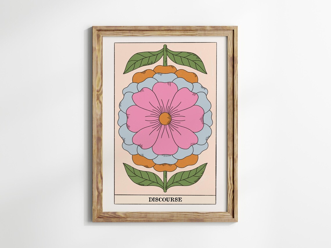 Discourse Tarot Card Layered Flower Botanical Vintage Decor Wall Art - Image 2