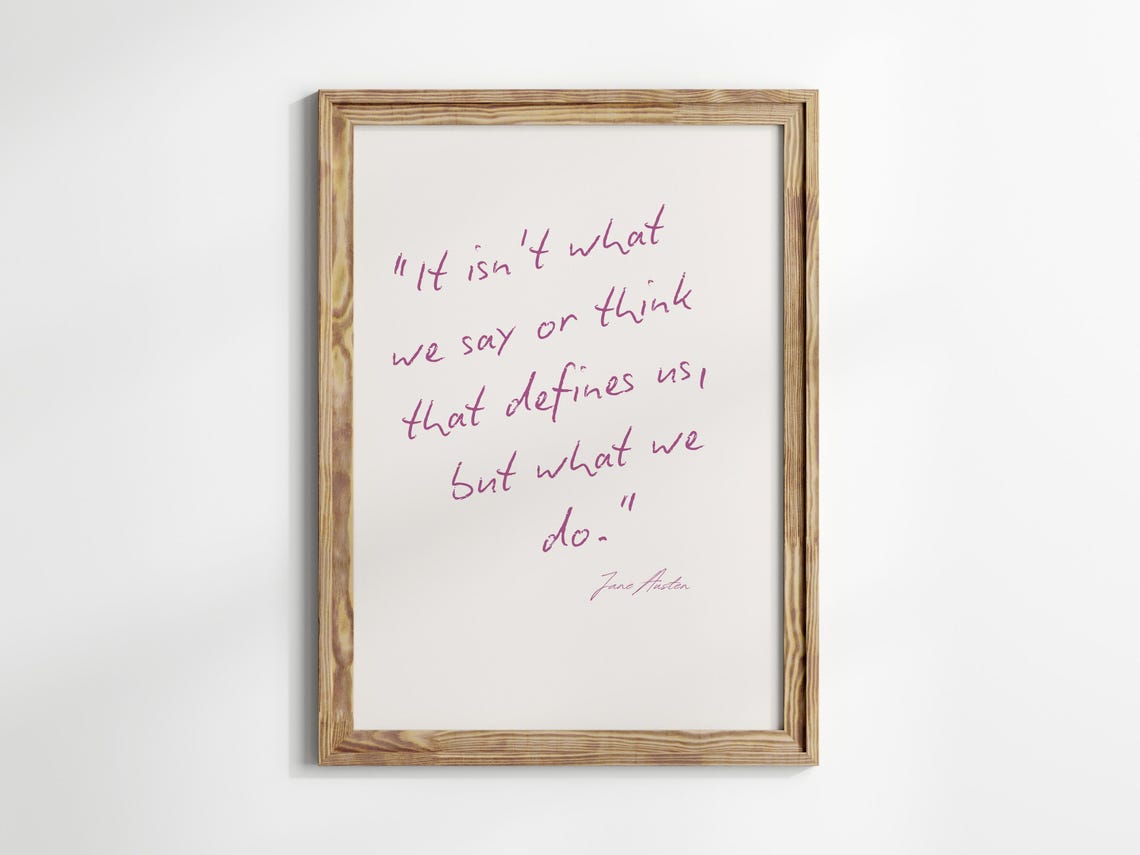 Jane Austen Quote Handwritten Pink Script Minimalist Wall Poster - Image 3
