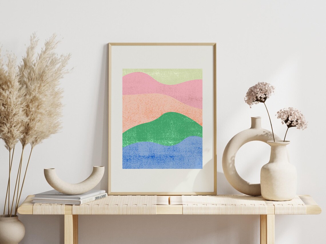 Monochromatic Mountain Landscape Portrait Abstract Mountains Wall Art Poster Minimalist Wall Decor Print - Image 3