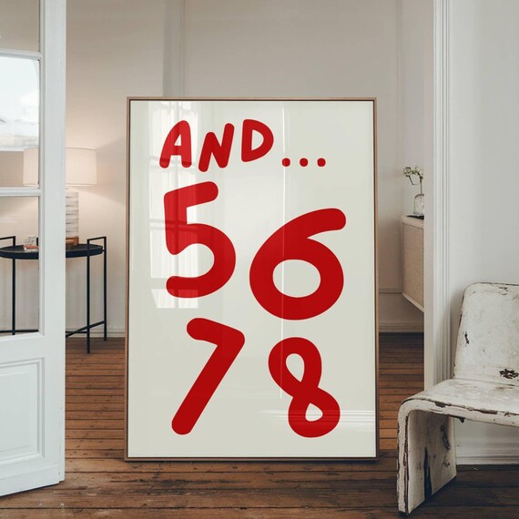 Dance Countdown And 5 6 7 8 Bold Red Typography Studio Room Poster