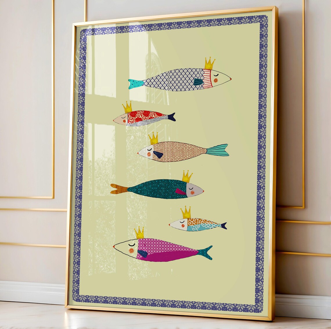 Crowned Fish Art Print, Nursery Wall Art Decor - Image 3
