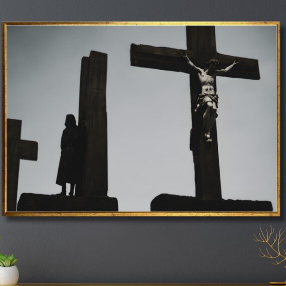 Jesus Christ On The Cross Sepia Tone Religious Wall Decor Poster
