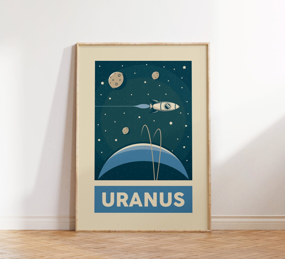 Retro Uranus Solar System Poster, Space Decor