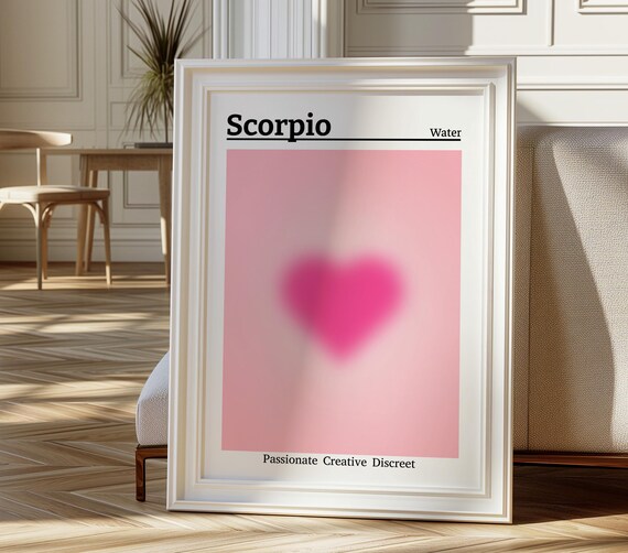 Scorpio Aura Heart Zodiac Poster Water Sign Spiritual Traits Decor