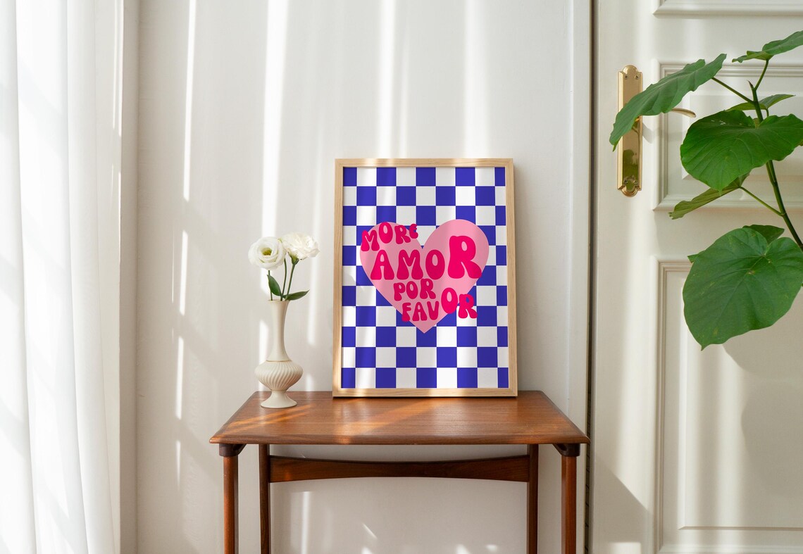 More Amor Por Favor Retro Love Quote Art Print - Image 2