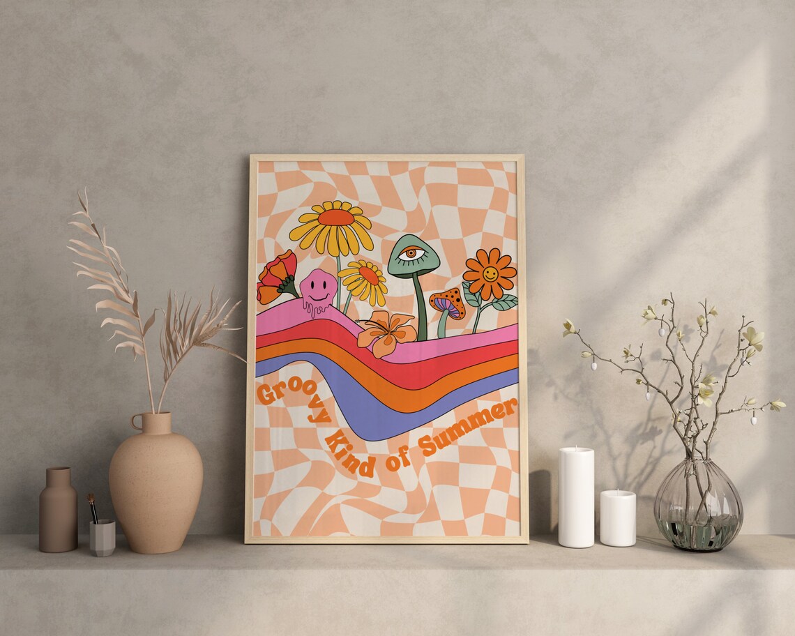 Retro Groovy Summer Poster, 70s Hippie Decor - Image 2