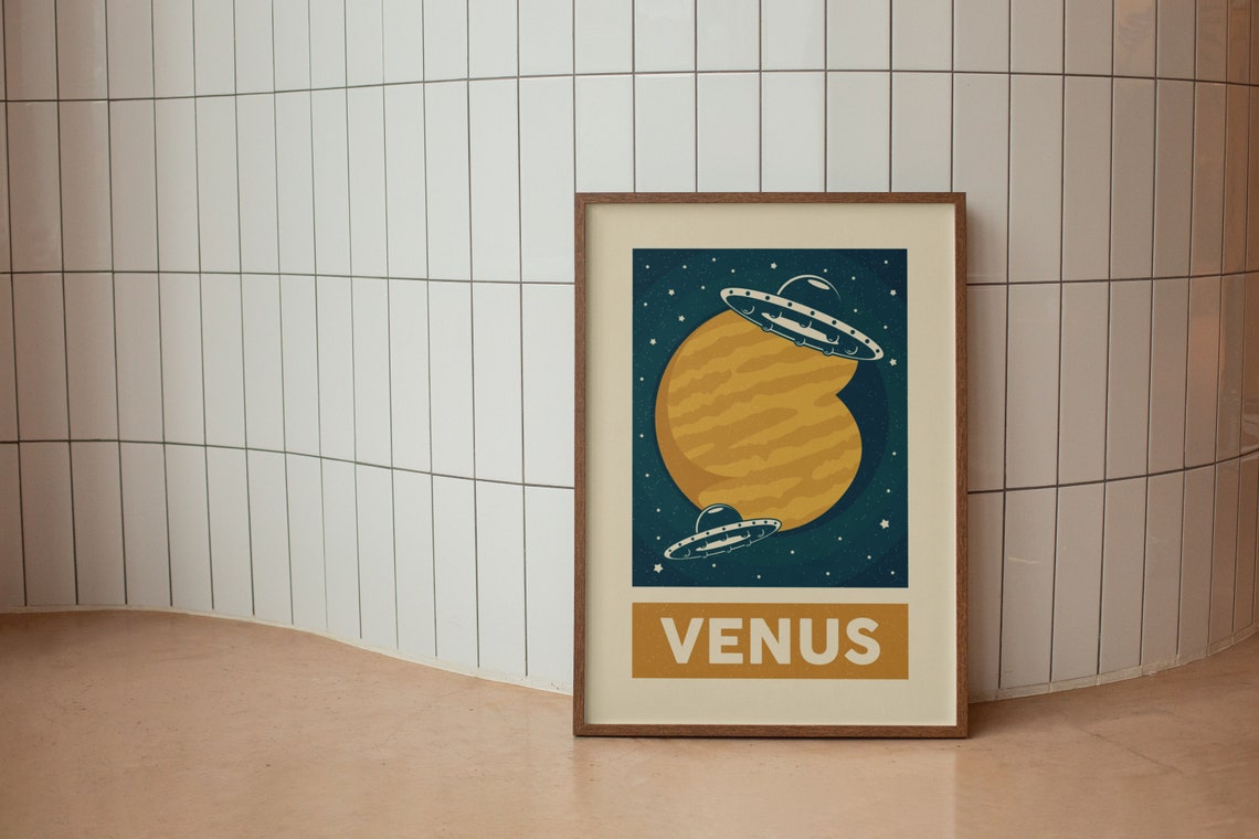 Venus Retro Space UFO Illustration Vintage Solar System Poster - Image 4