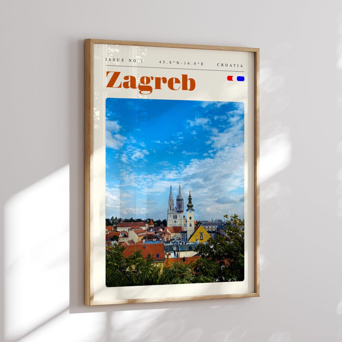 Zagreb Croatia Cathedral Spires Red Rooftops Old Town Travel Poster - Image 2