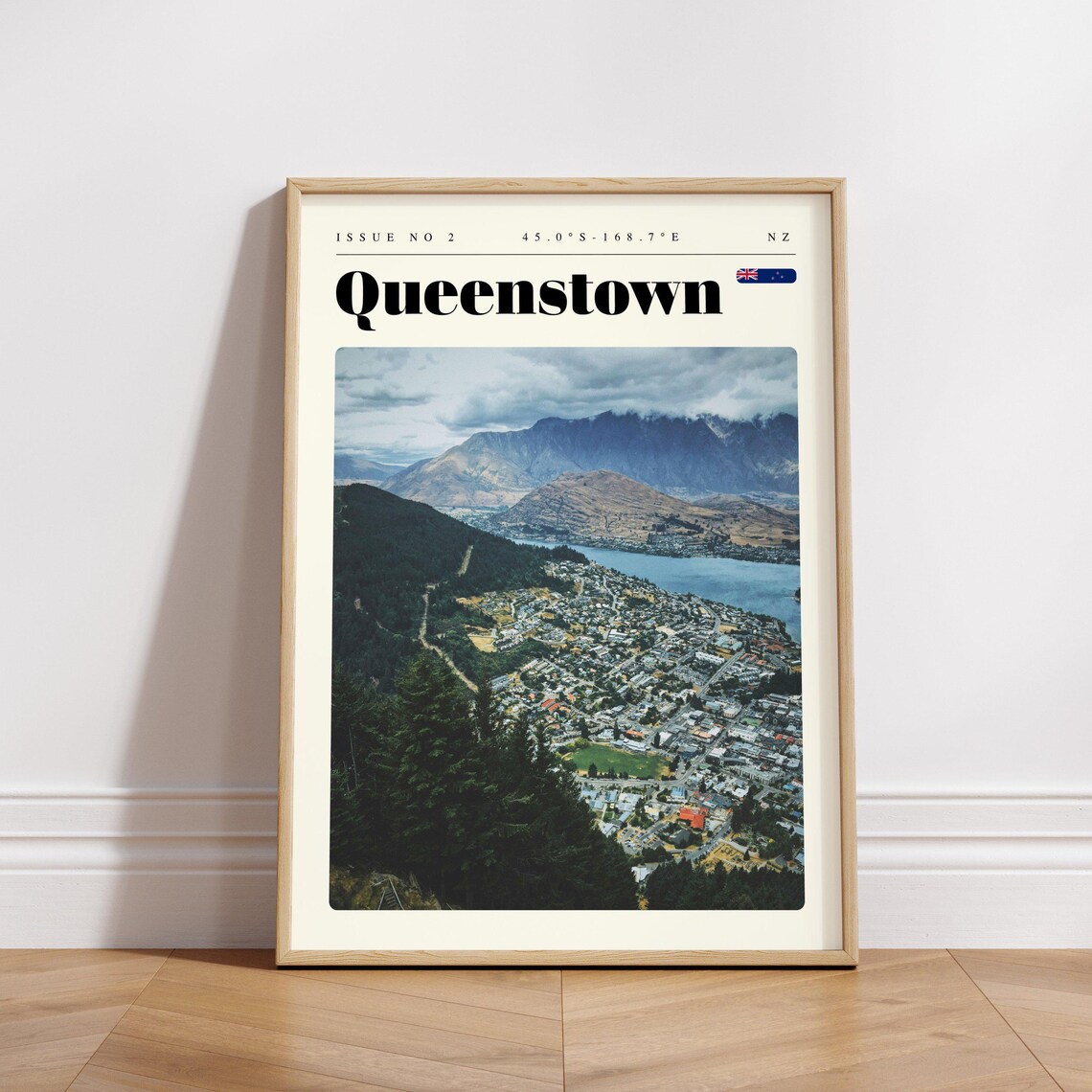 Queenstown New Zealand Lake Wakatipu Town Modern Travel Poster - Image 3