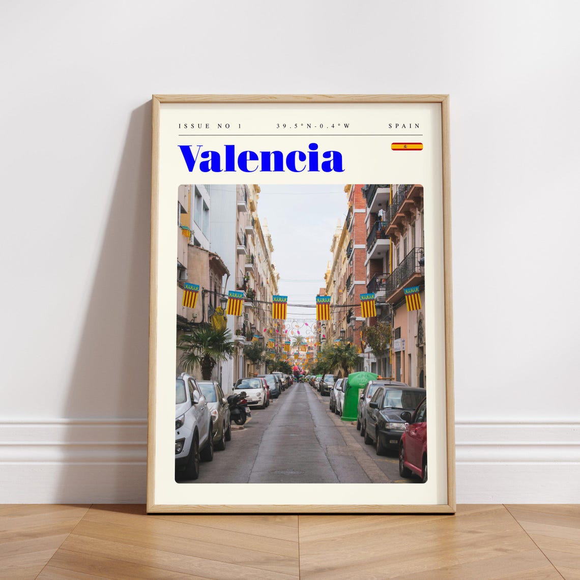 Valencia Spain Vintage Travel Poster Festive Street Flags Photo Art - Image 3