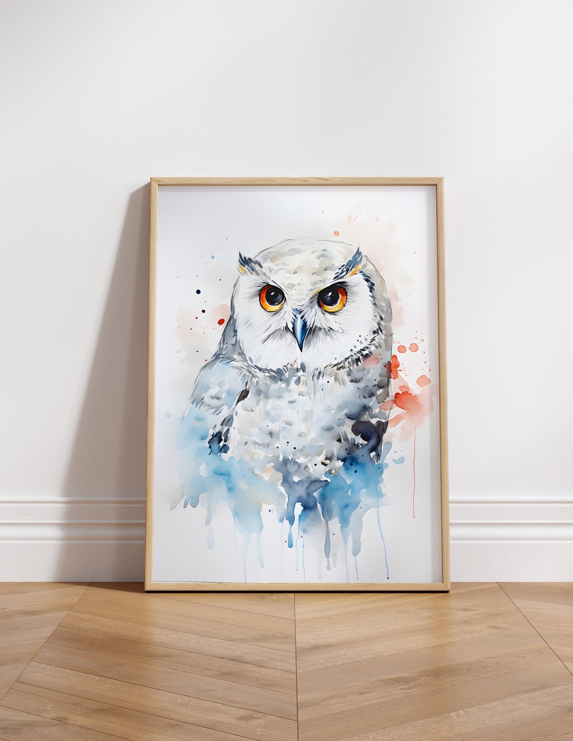 Elegant Hedwig Snowy Owl Watercolor Splash Wizard Bird Poster