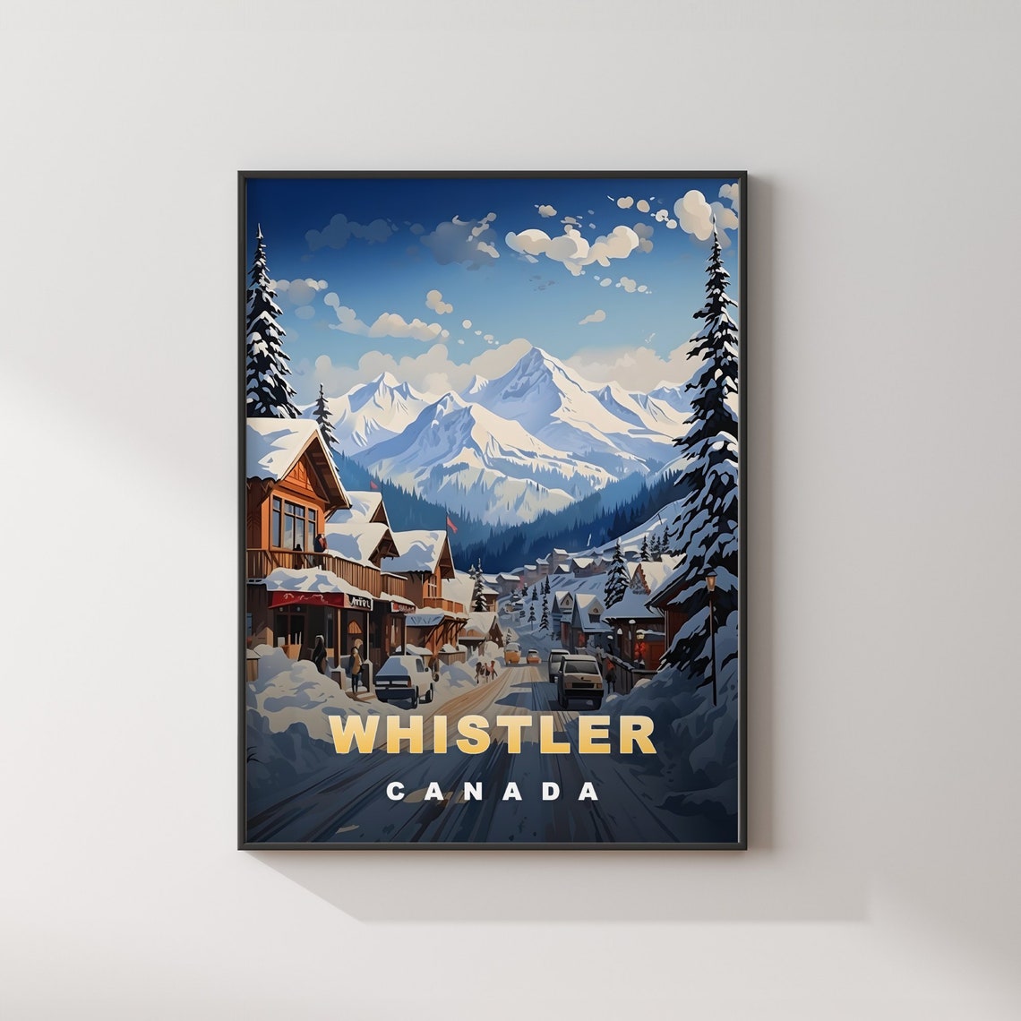 Whistler Canada Snowy Village Street Winter Retro Travel Poster - Image 2