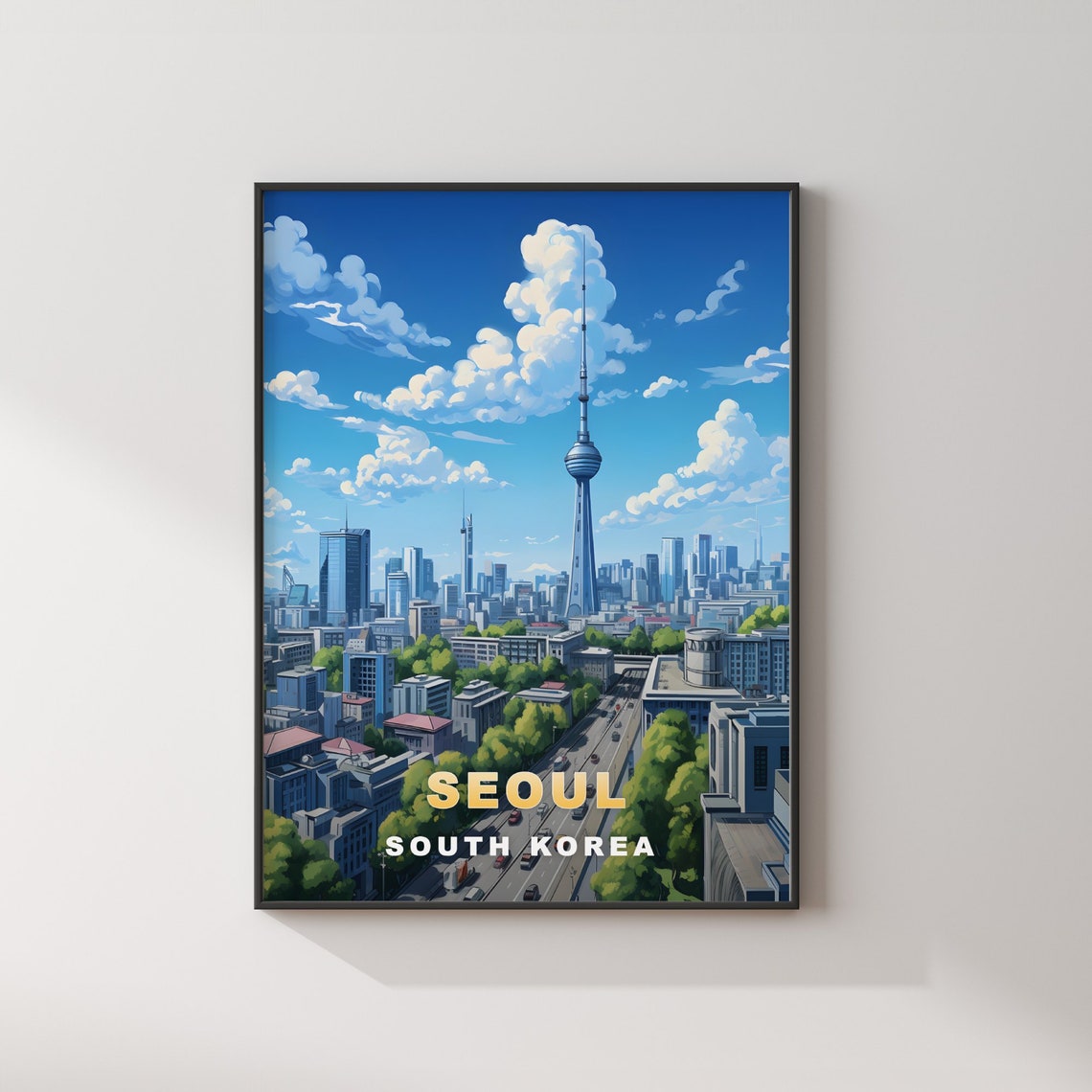 Seoul South Korea Tower Skyline Avenue Vintage Travel Poster - Image 2