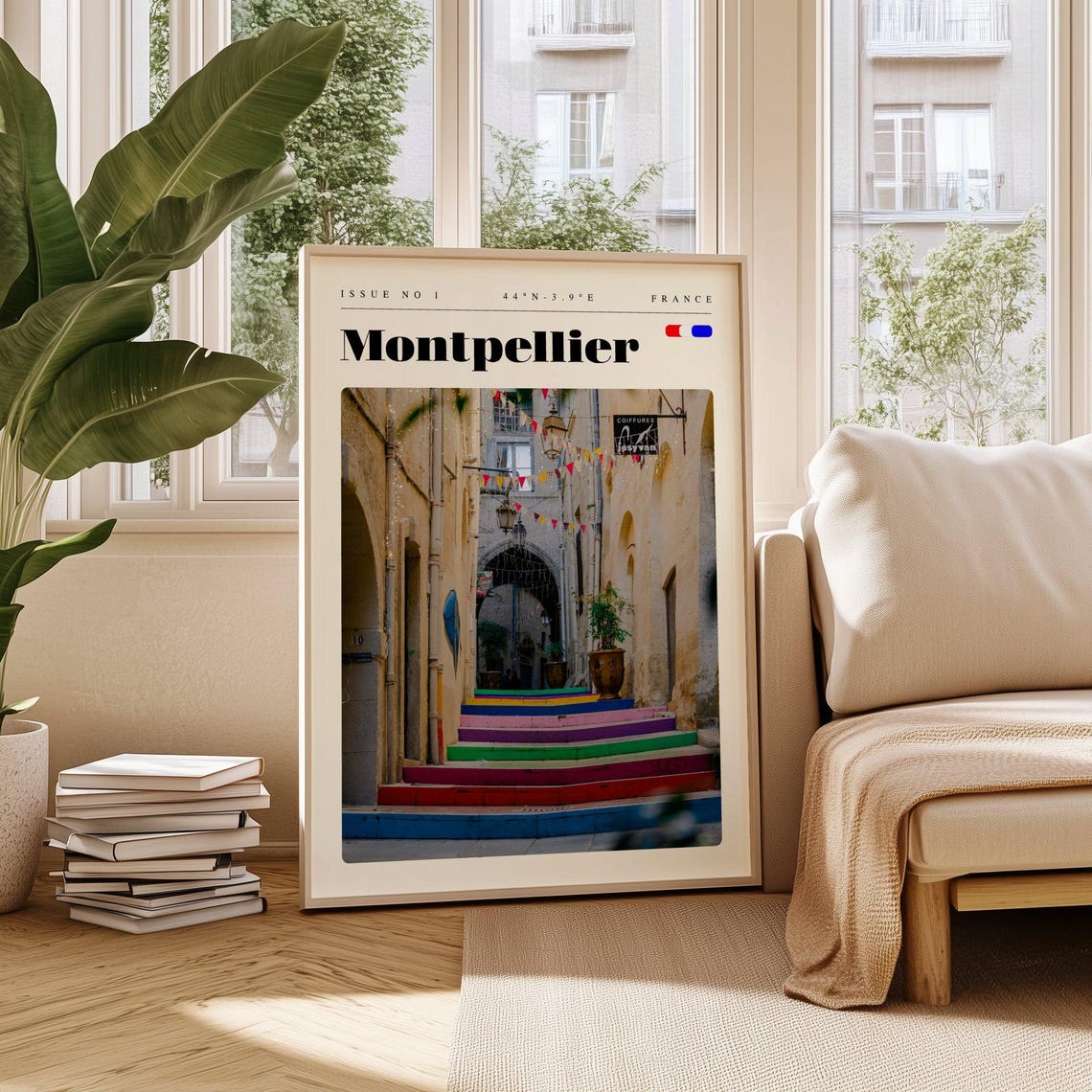 Montpellier France Rainbow Painted Steps Old Alley Photo Poster