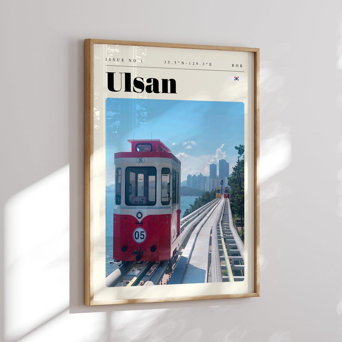 Ulsan Korea Red Coastal Tram Elevated Track Modern Travel Poster - Image 2