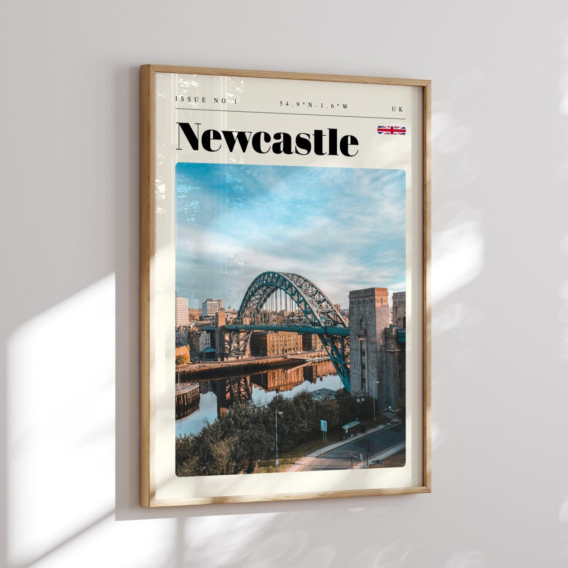 Newcastle UK Tyne Bridge River Dusk Skyline Modern Travel Poster - Image 2