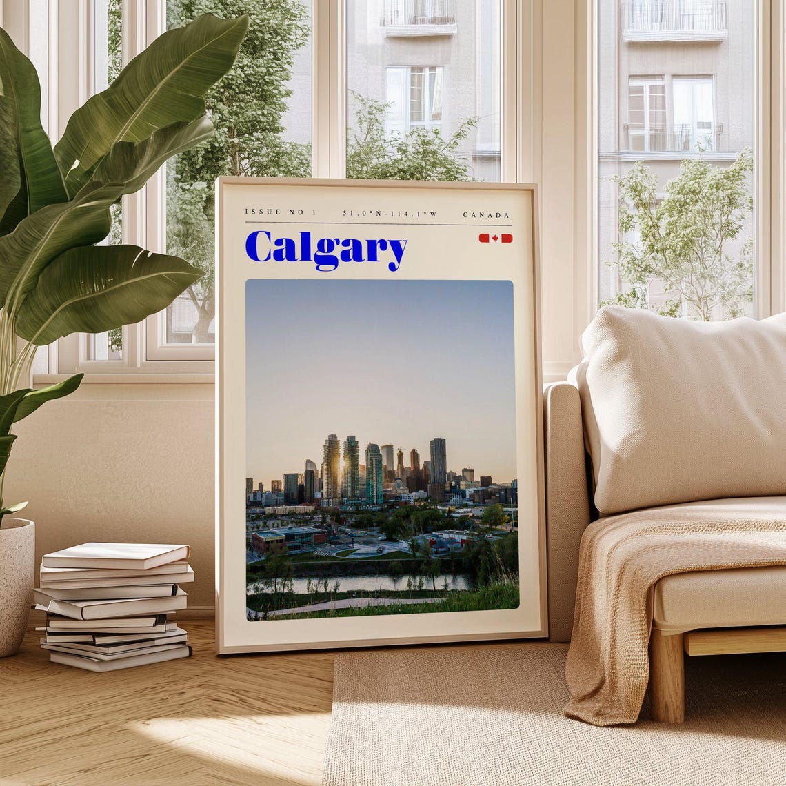 Calgary Downtown Golden Hour Canada Issue 1 Retro Travel Poster