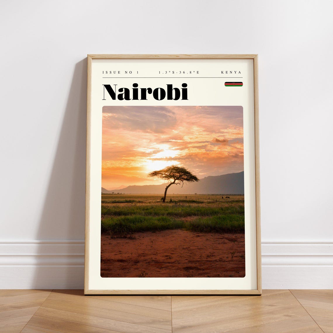 Nairobi Kenya Sunset Over The Savanna With Acacia Tree Poster - Image 3