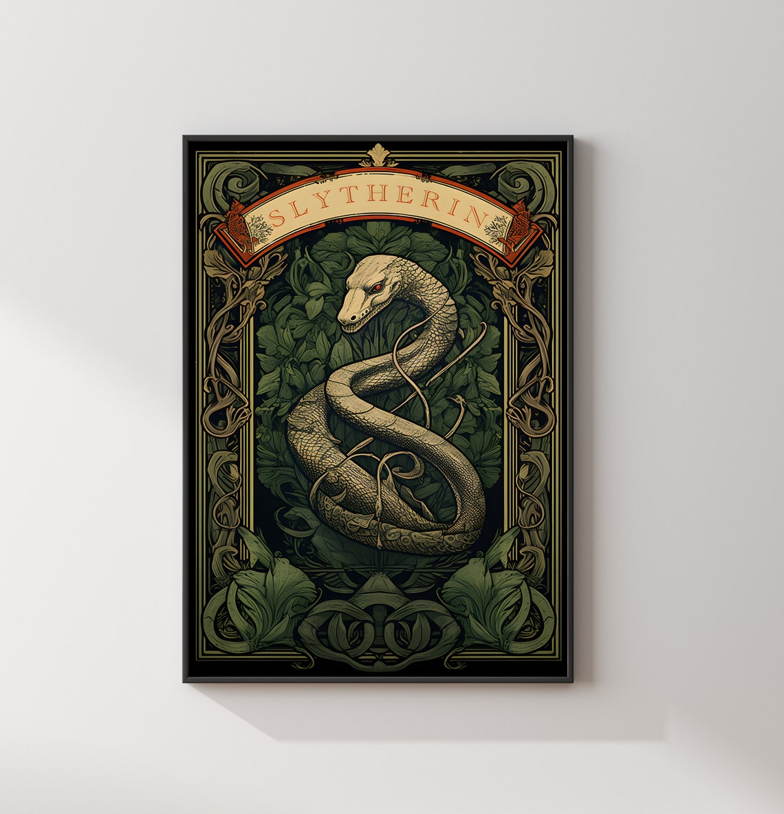 Slytherin Serpent Art Nouveau Crest Vintage Style Art Poster - Image 2