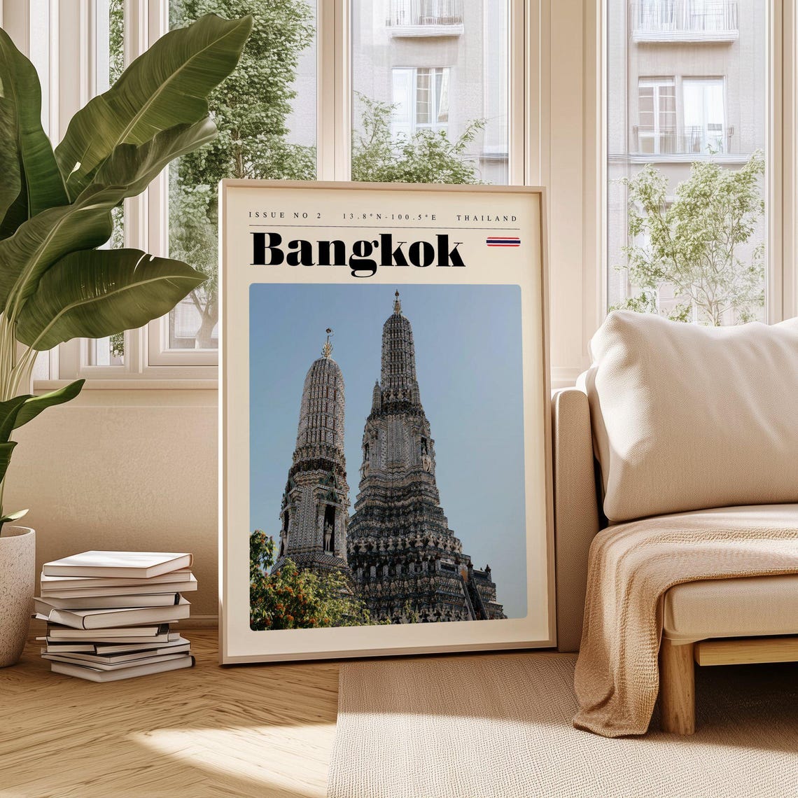 Bangkok Wat Arun Temple Spires Thailand Issue 2 Retro Travel Poster