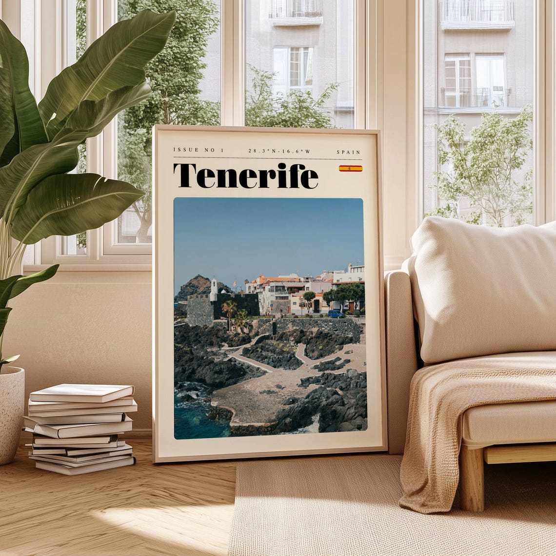 Tenerife Spain Volcanic Rocky Coast Natural Pools Travel Poster