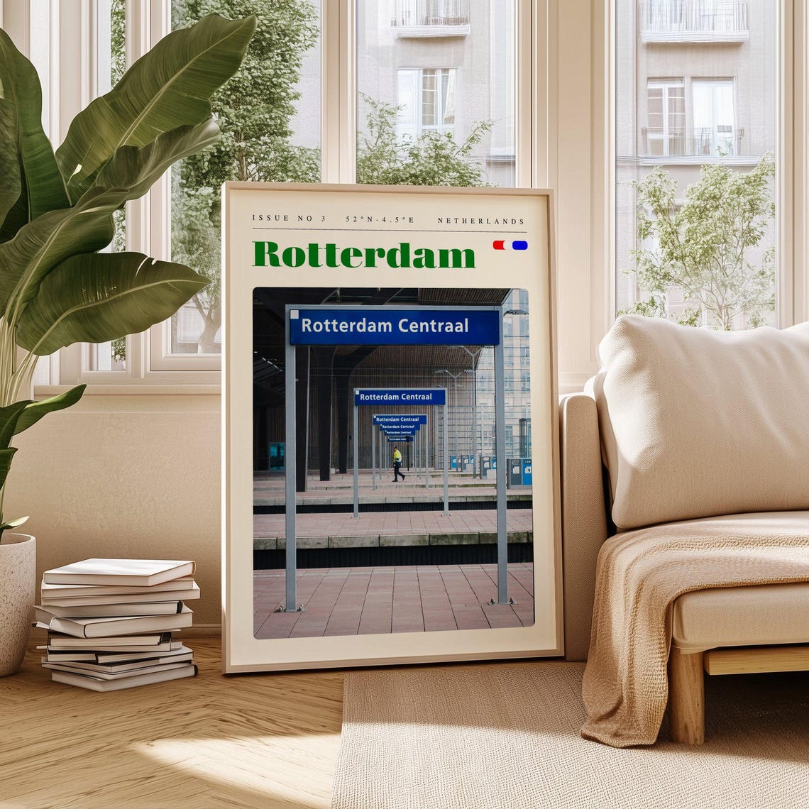 Rotterdam Centraal Station Sign Blue Netherlands Travel Poster