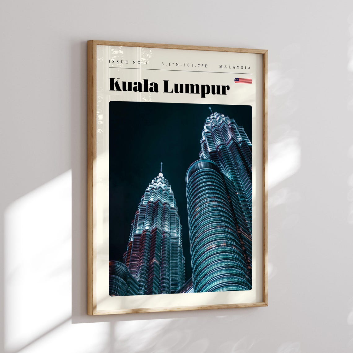 Kuala Lumpur Petronas Towers Night City Lights Malaysia Travel Poster - Image 2