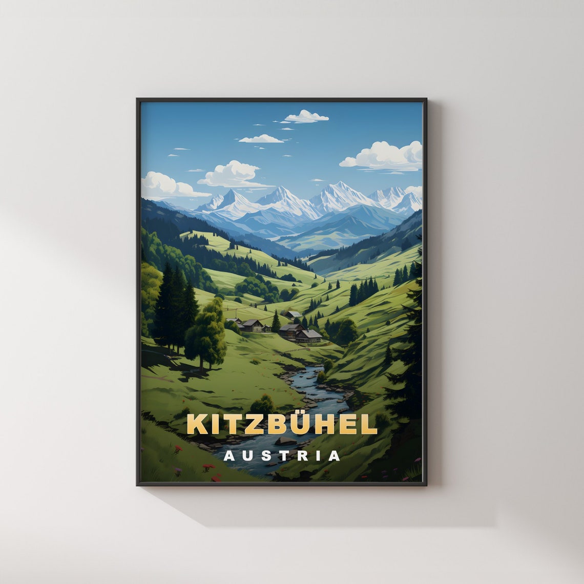 Kitzbuhel Austria Alpine Mountain Meadows Summer Retro Travel Poster - Image 2