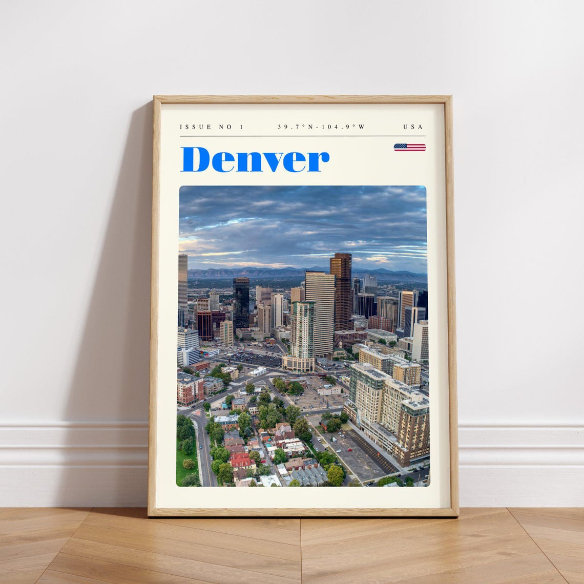 Denver Colorado Aerial Skyline Mountains Photo Travel Poster - Image 3