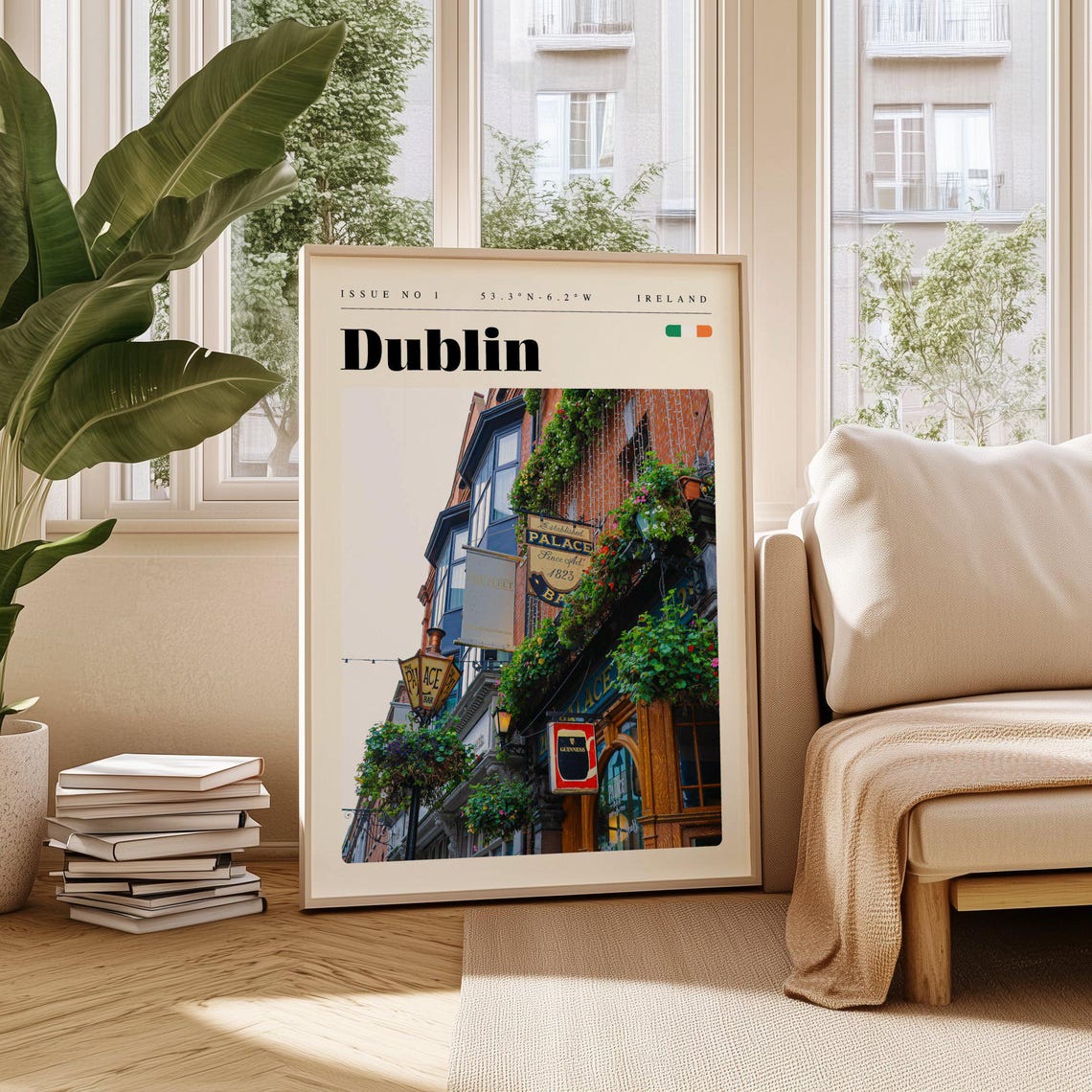 Dublin Flower Covered Palace Bar Pub Ireland Vintage Travel Poster