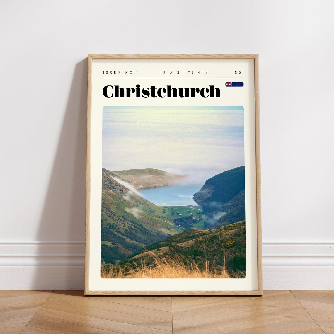 Christchurch New Zealand Misty Coastal Valley Photo Travel Poster - Image 3