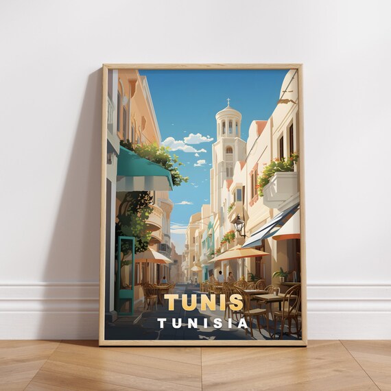 Tunis Travel Poster Tunisia Print Retro Wall Art Wall Decor Vintage Africa Cities Art Decoration
