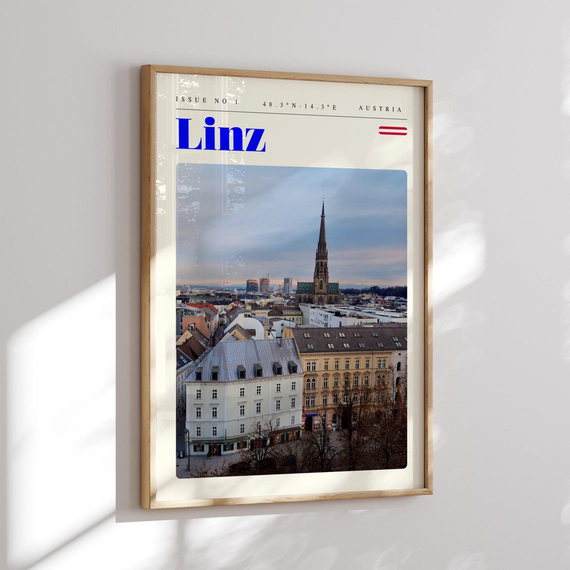 Linz Austria Old Town Cathedral Spire Dusk Photo Travel Poster - Image 2
