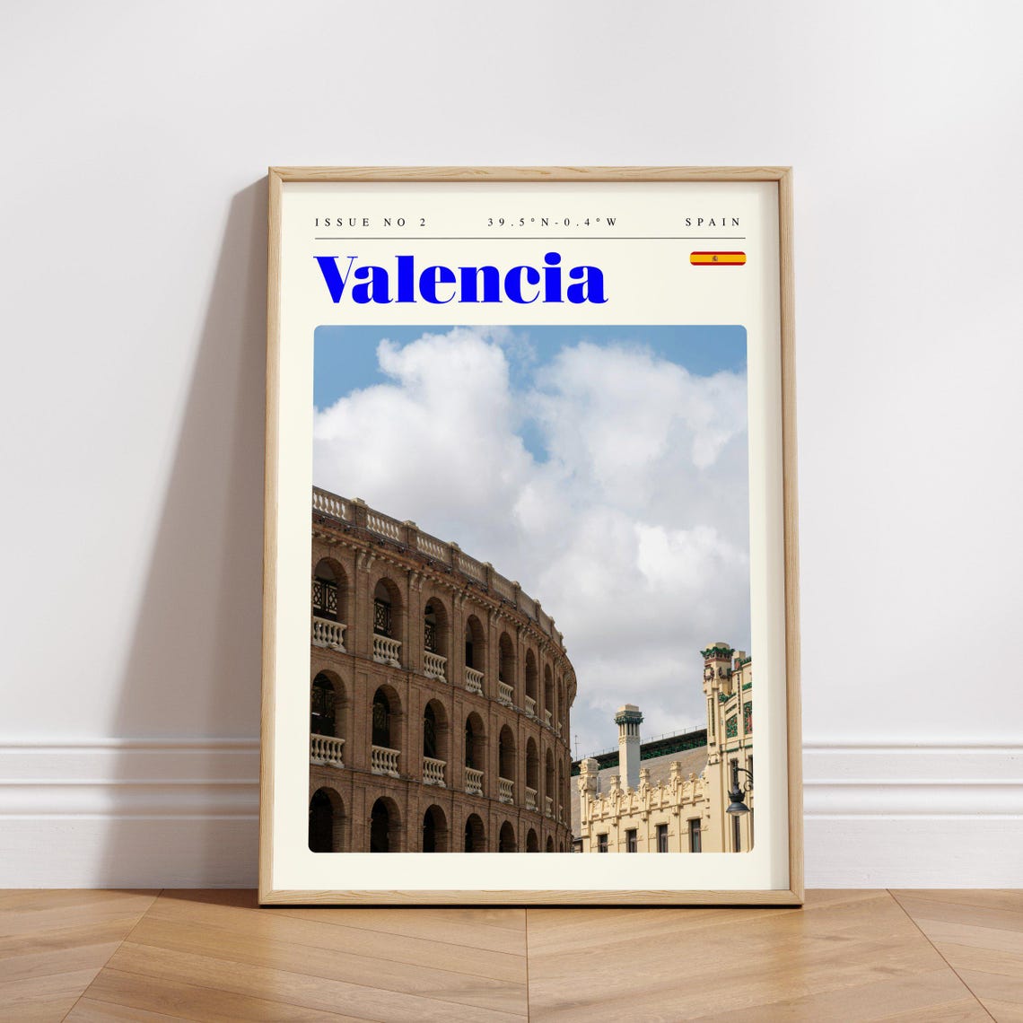Valencia Spain Vintage Travel Poster With Historic Bullring Plaza - Image 3