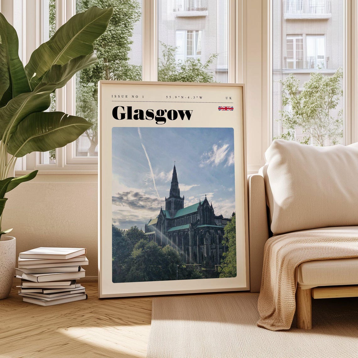 Glasgow Cathedral Spire Dramatic Sky Scotland UK Travel Poster