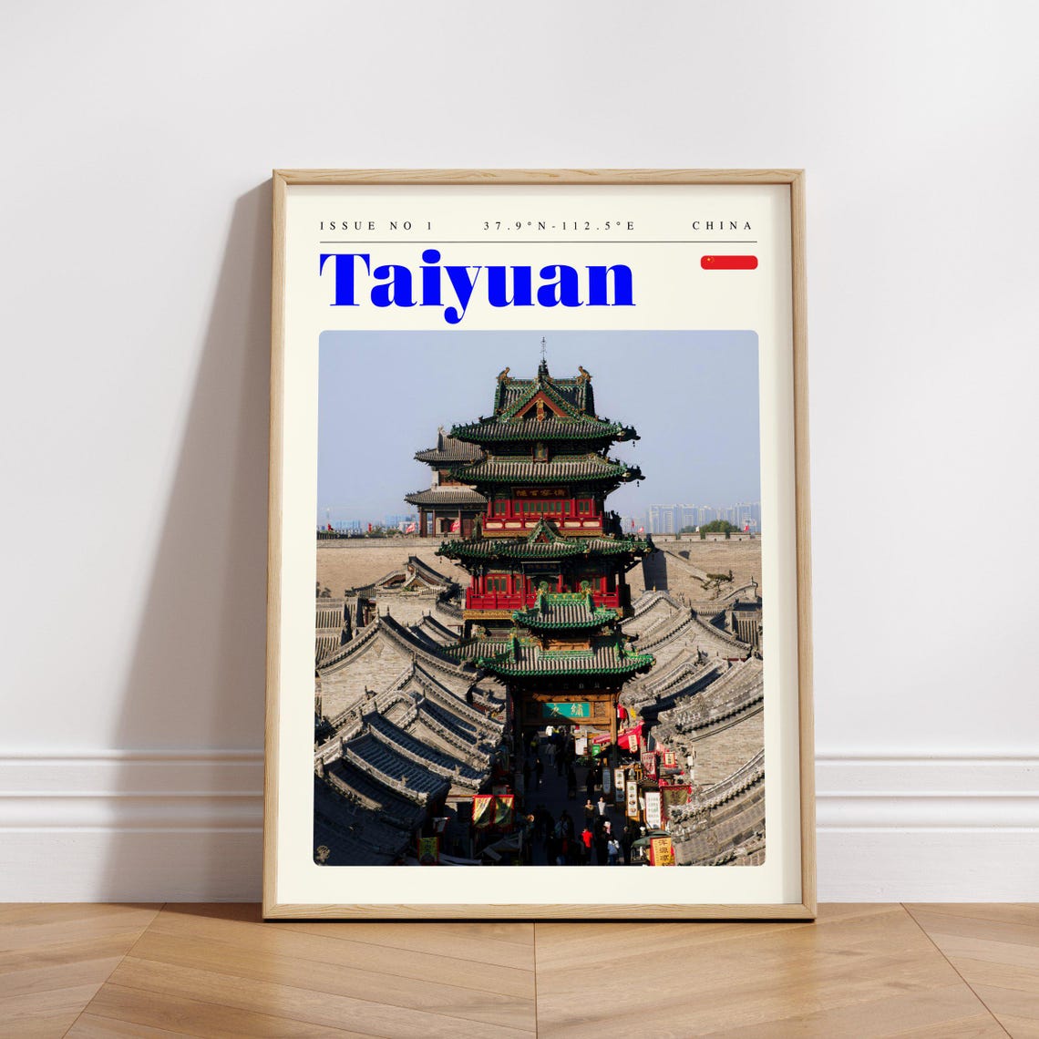 Taiyuan China Multi Tier Pagoda Old Town Rooftops Travel Poster - Image 3