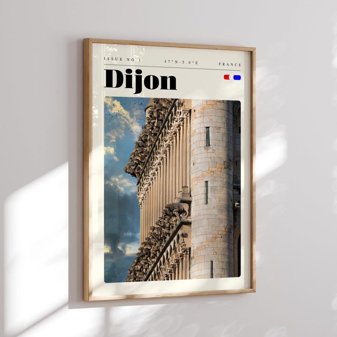 Dijon France Gothic Stone Tower Detail Dramatic Sky Travel Poster - Image 2
