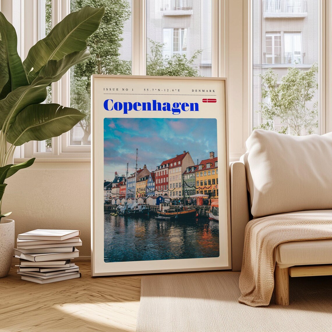 Copenhagen Denmark Nyhavn Colorful Harbor Houses Travel Poster