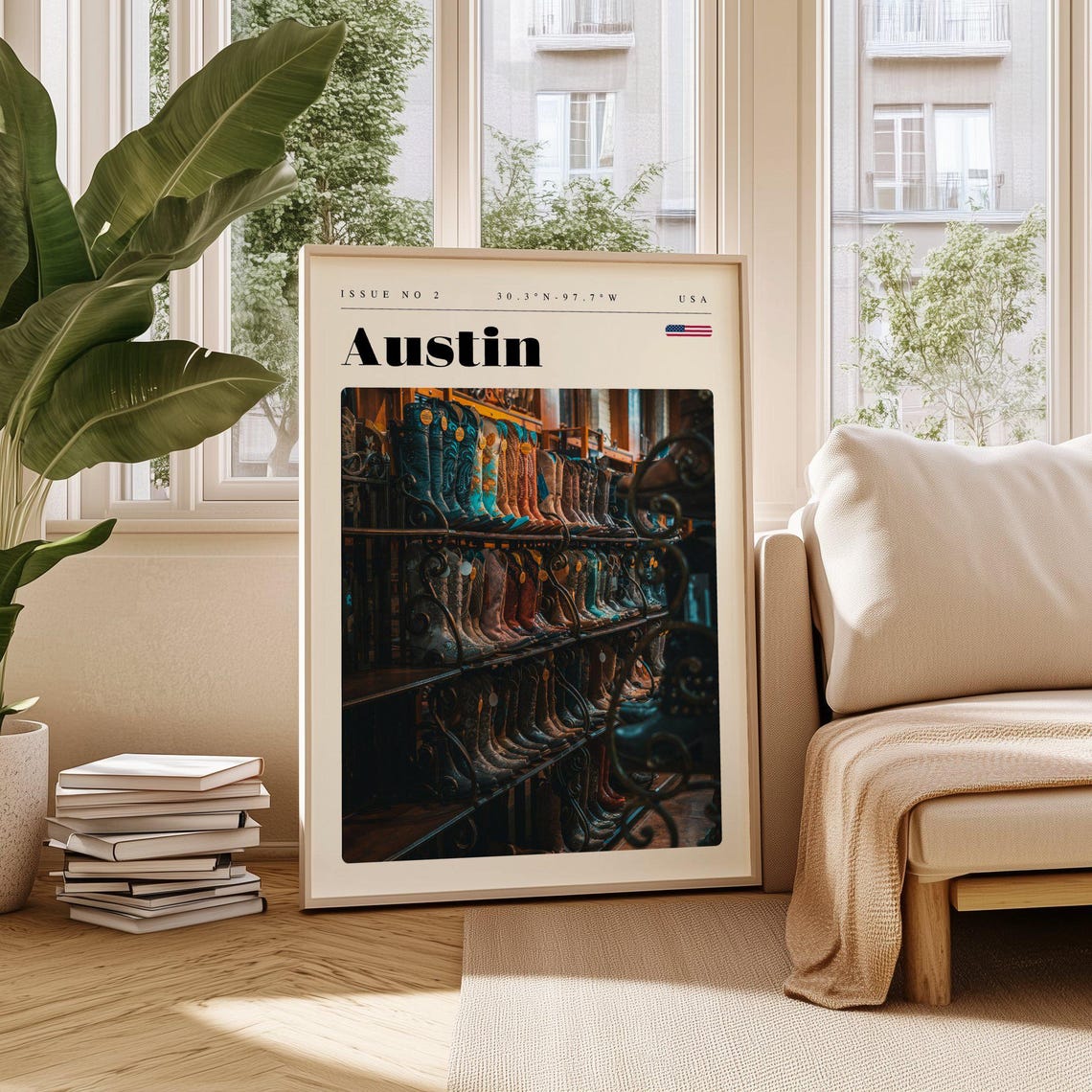 Austin Cowboy Boots Shop Wall USA Issue 2 Retro Travel Poster