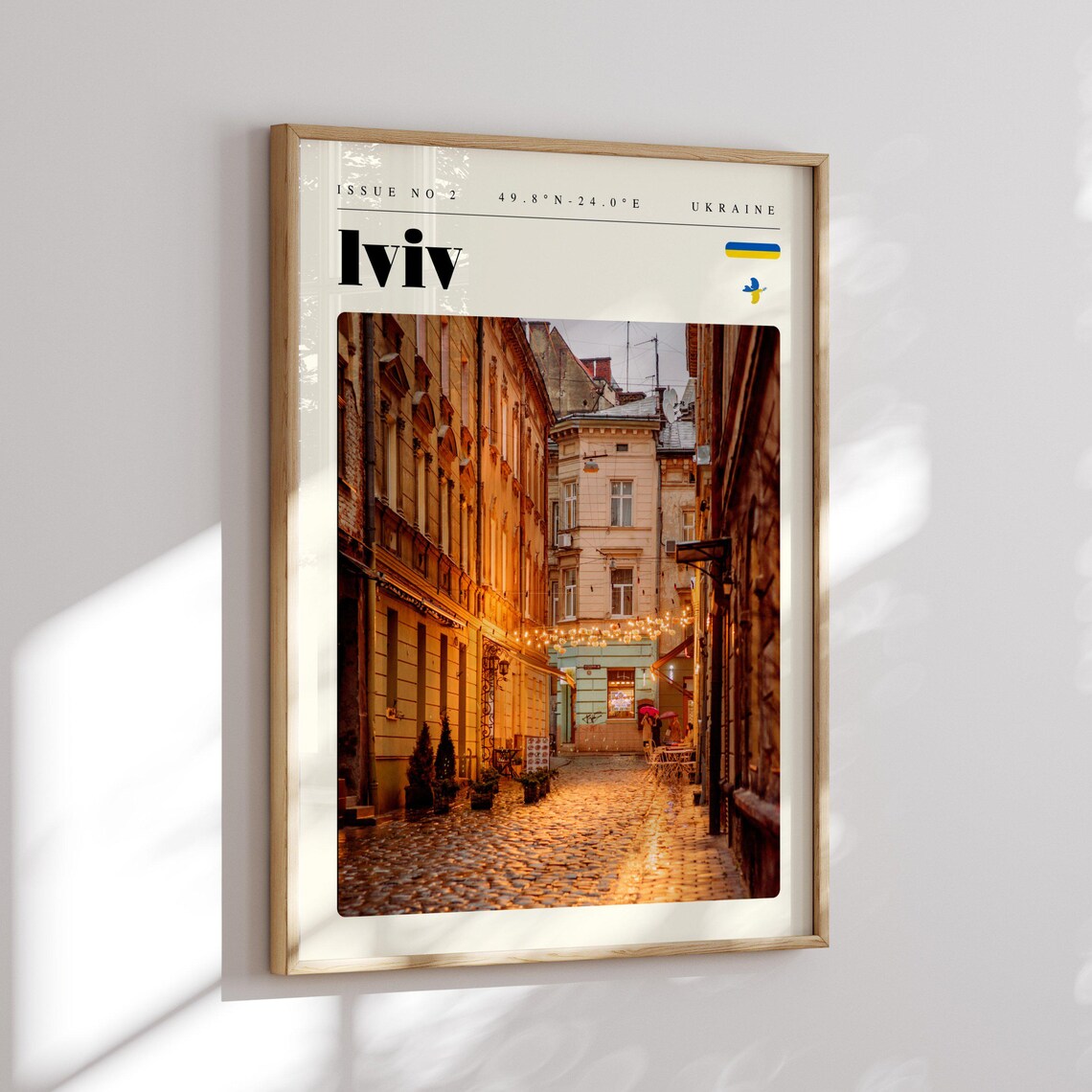 Lviv Ukraine Old Town Street at Golden Hour Lights Travel Poster - Image 2