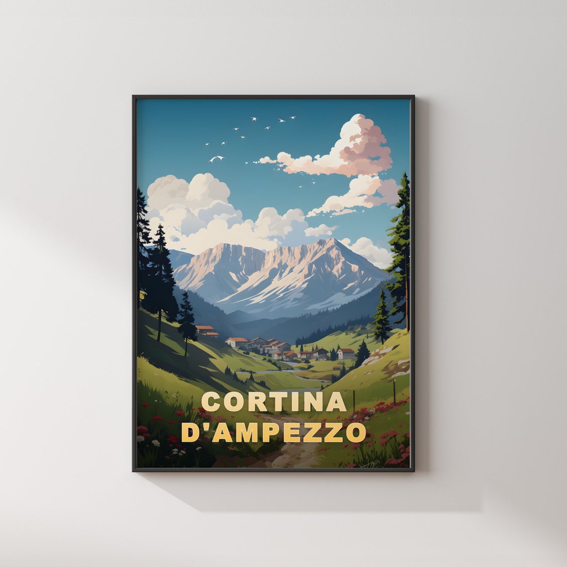 Cortina dAmpezzo Italy Dolomites Village Retro Travel Poster - Image 2