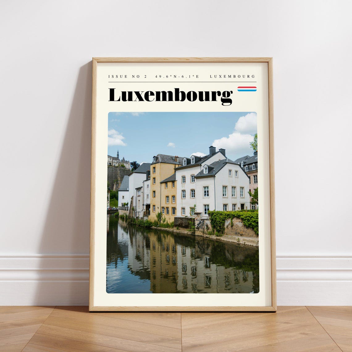 Luxembourg City Old Town River Reflection Photo Travel Poster - Image 3